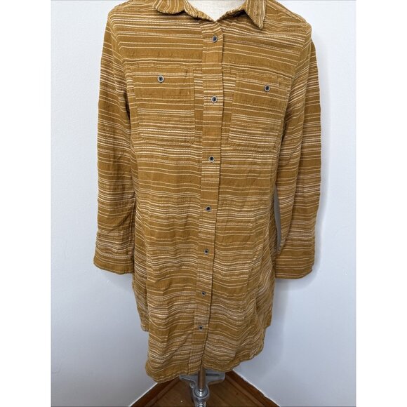 Prana Dyri Dress XL Antique Bronze NEW Button Front Shirt Dress Organic Cotton - Picture 4 of 8